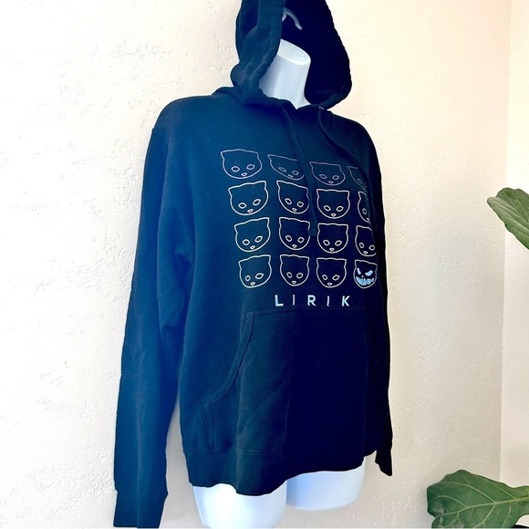 LIRIK Design by Humans Black Cat Face Hoodie Size Small - Picture 5 of 11
